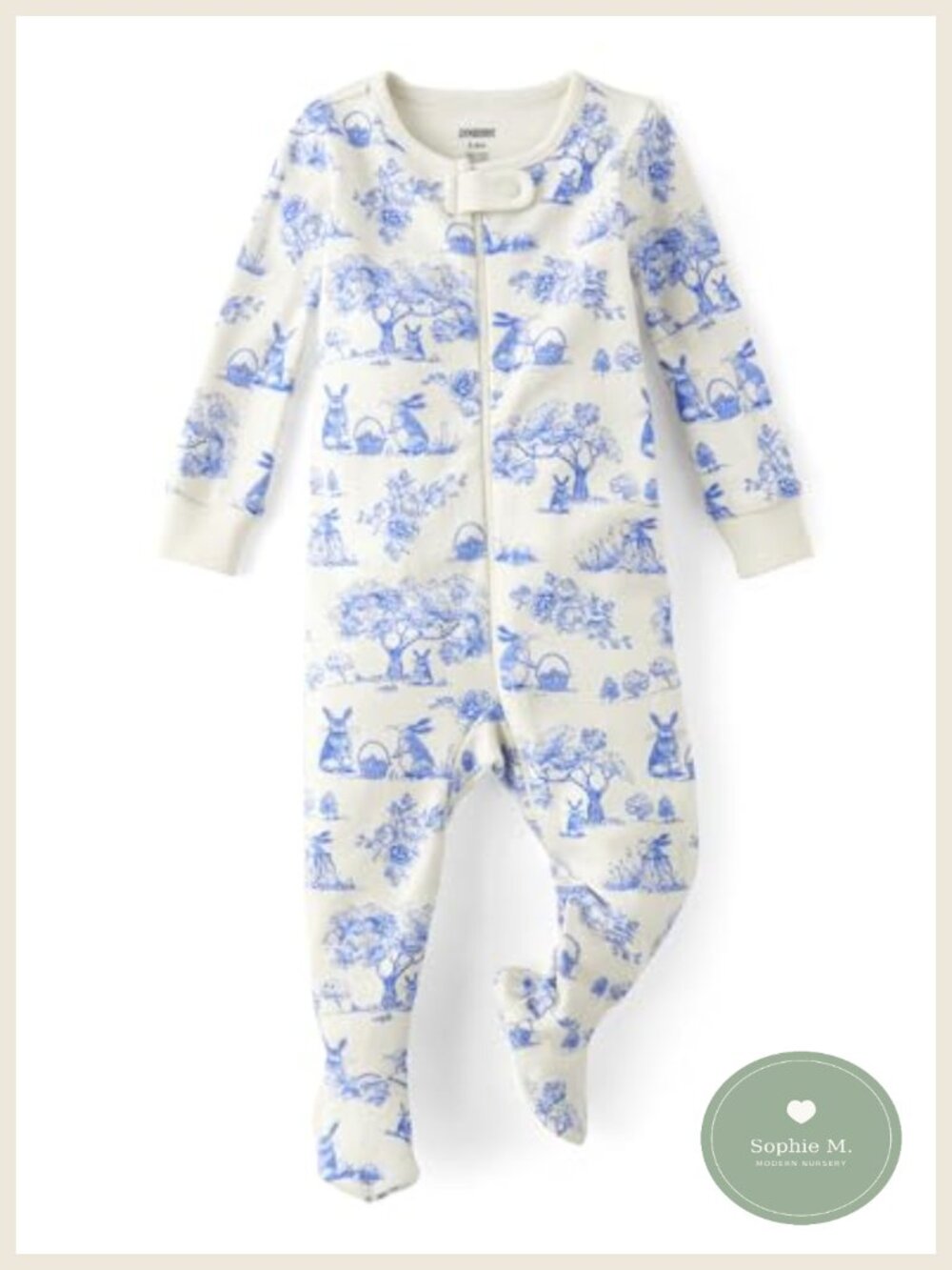 Baby Cotton Long Sleeve Zip Front Footed One Piece Sleep & Play